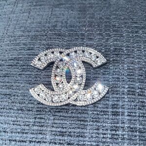 C C Silver Crystal Brooch